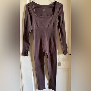 Women’s Sz S Plum Yoga Sports Fitness Seamless Jumpsuit Workout Long Sleeve